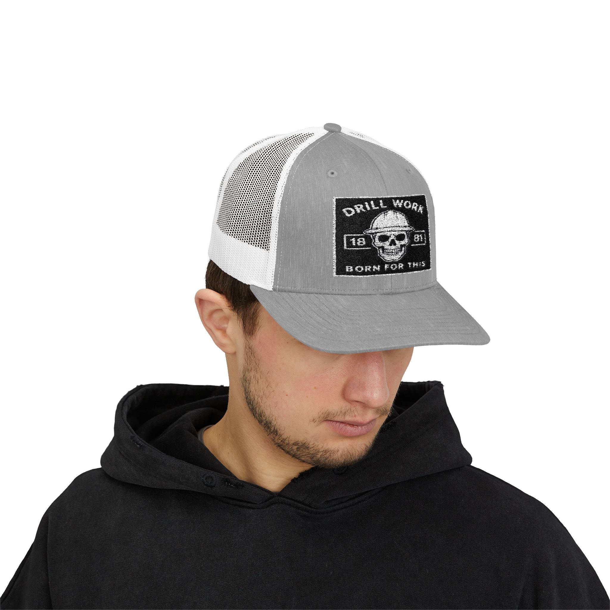 Skull Drill Work Snapback Trucker Cap