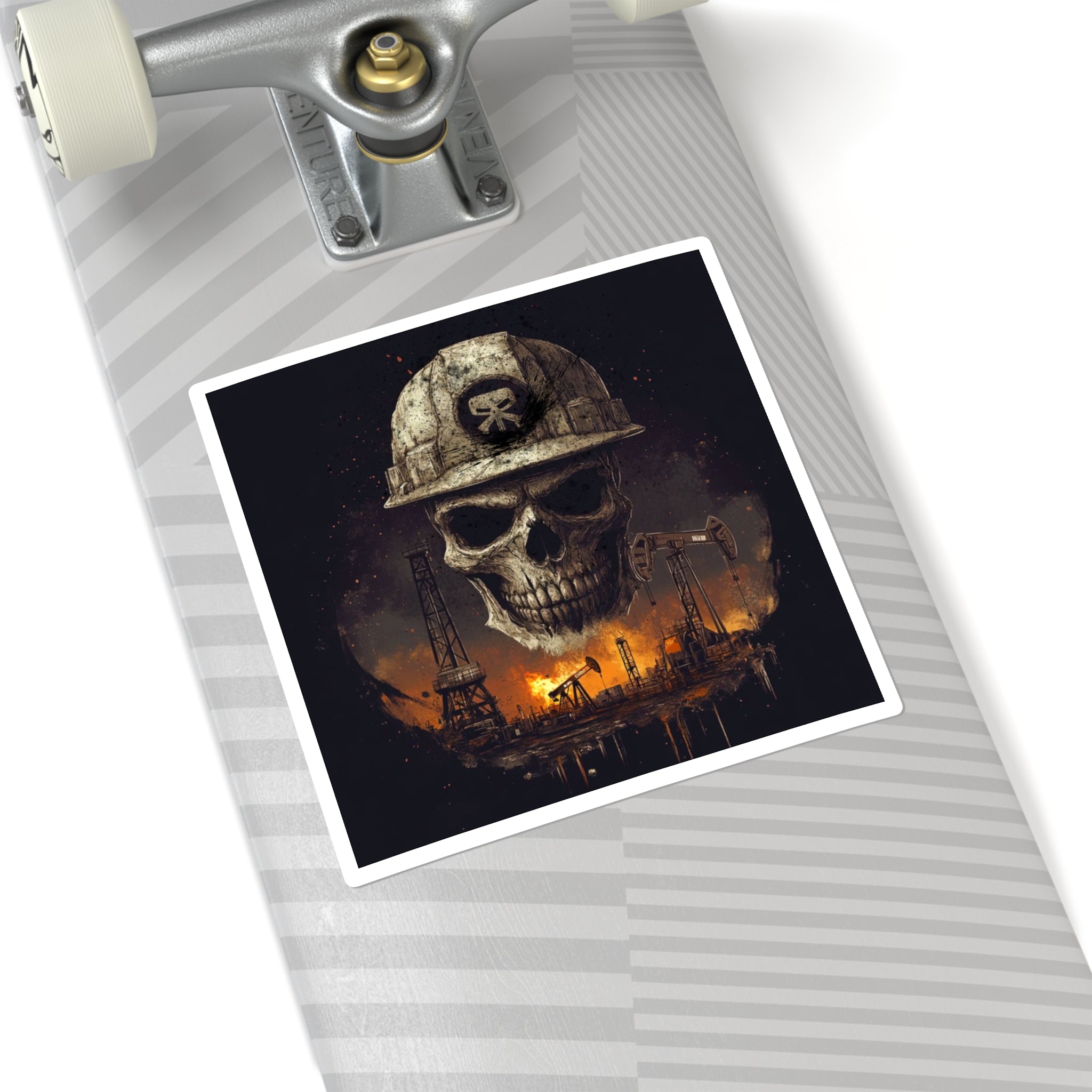 Fire Skull - Square Stickers