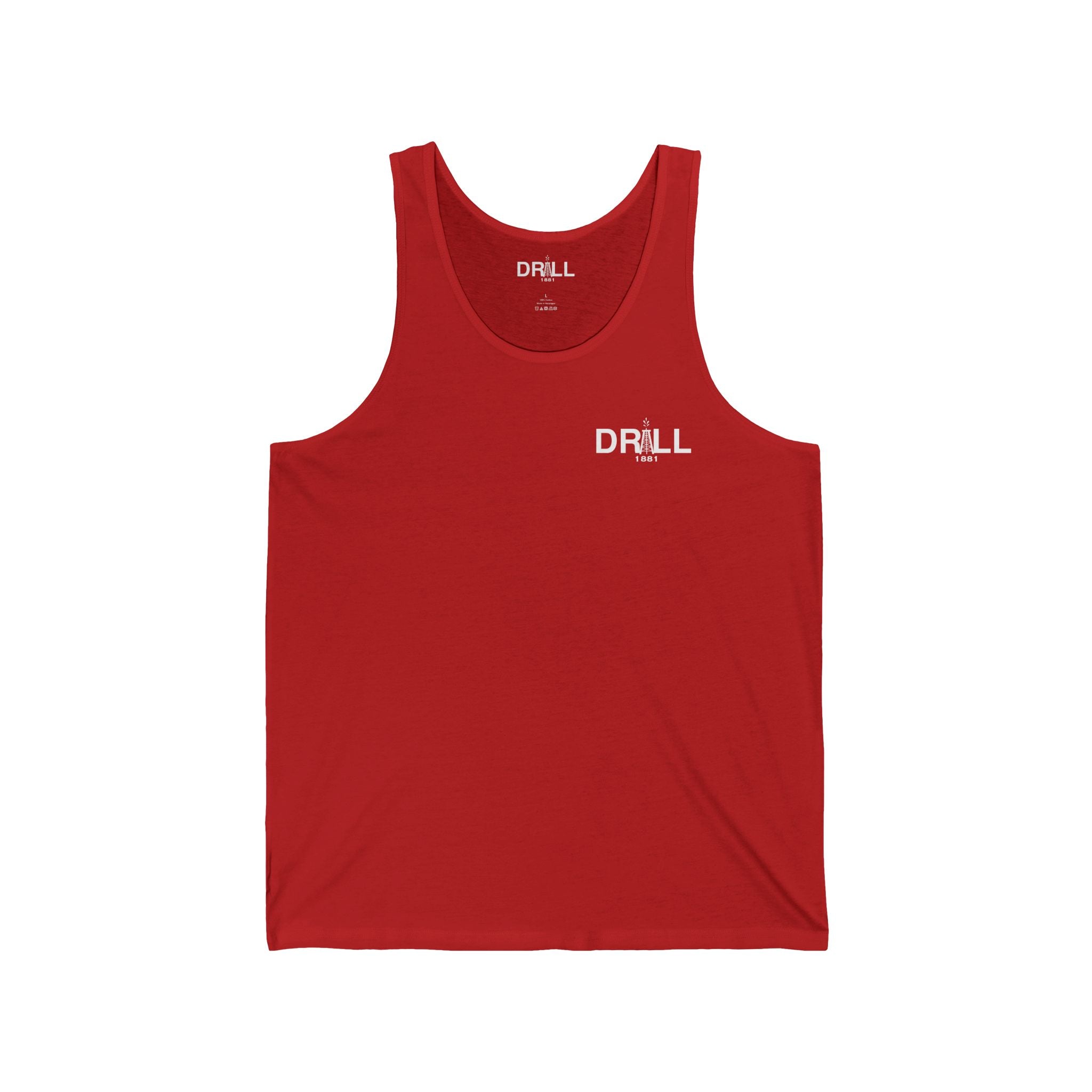 Drill 1881 Unisex Jersey Tank - Small White Logo