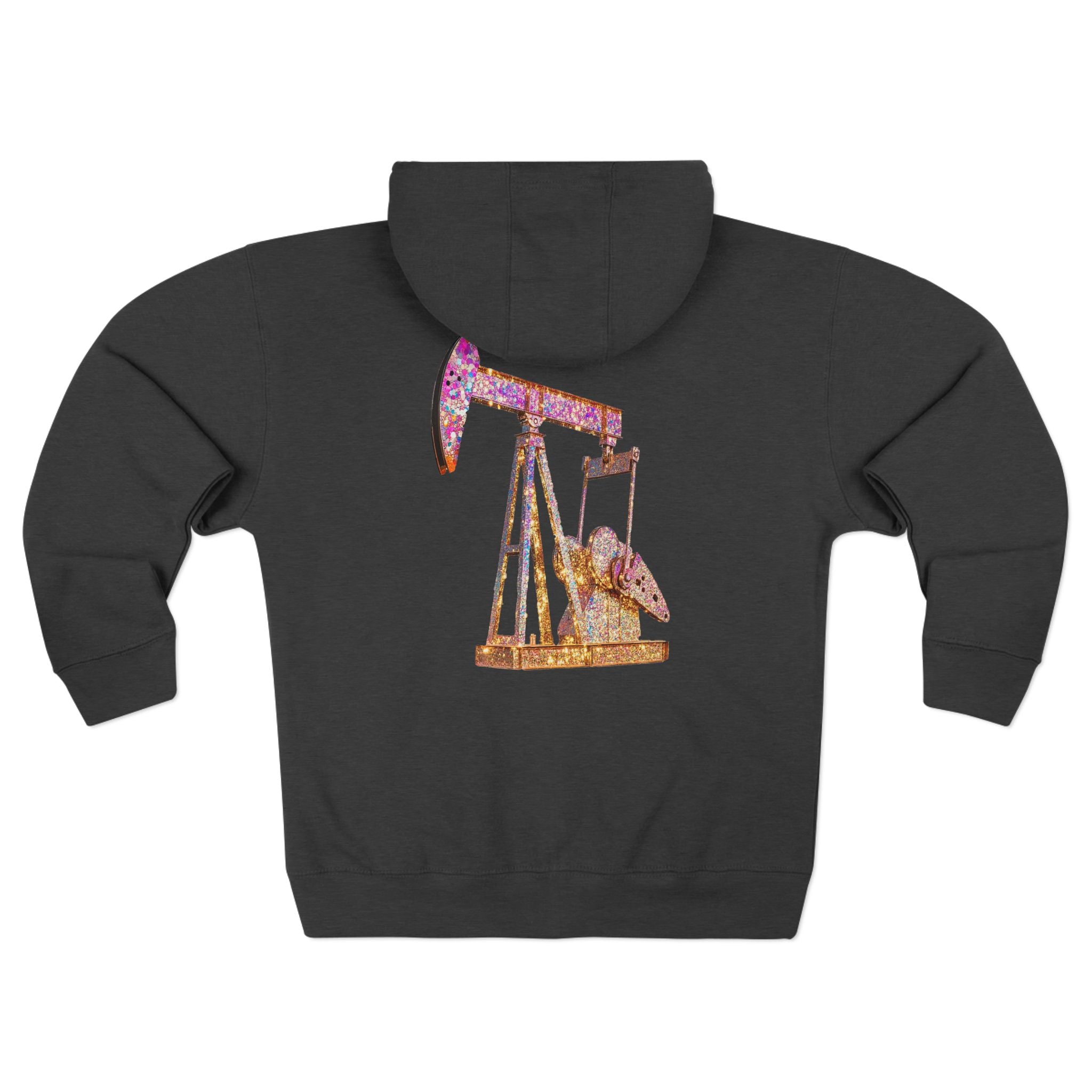 Glitter Pumpjack Unisex Zip Hoodie - Perfect for Oil & Gas Enthusiasts