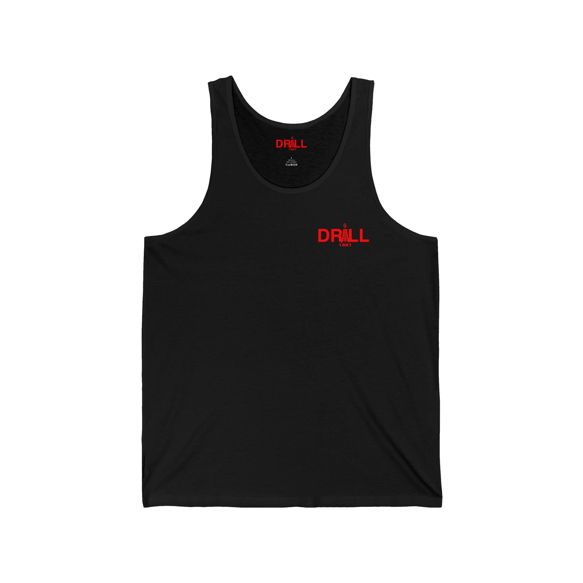 Drill 1881 Unisex Jersey Tank - Small Red Logo