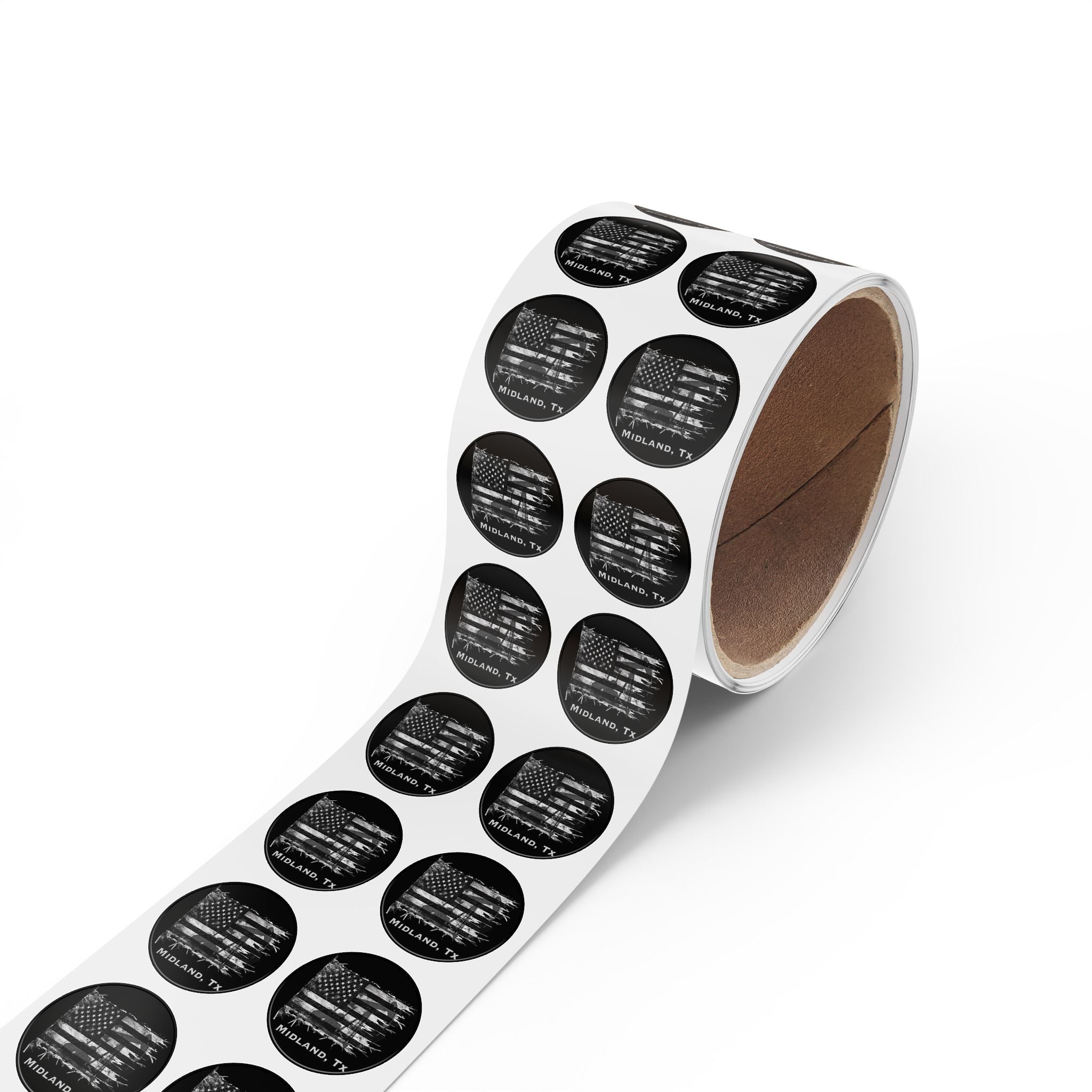 Old Glory Midland - Round Sticker Label Rolls