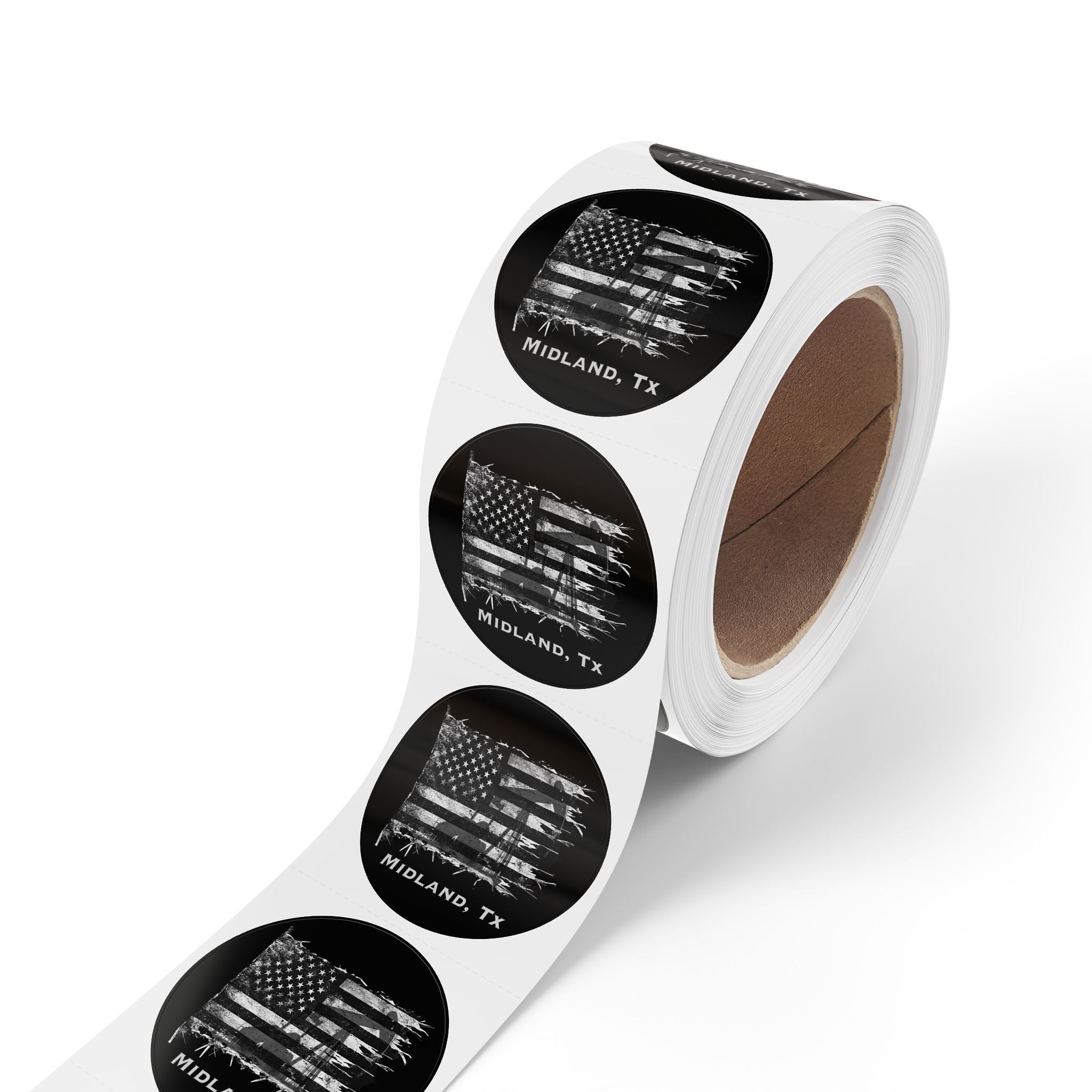 Old Glory Midland - Round Sticker Label Rolls