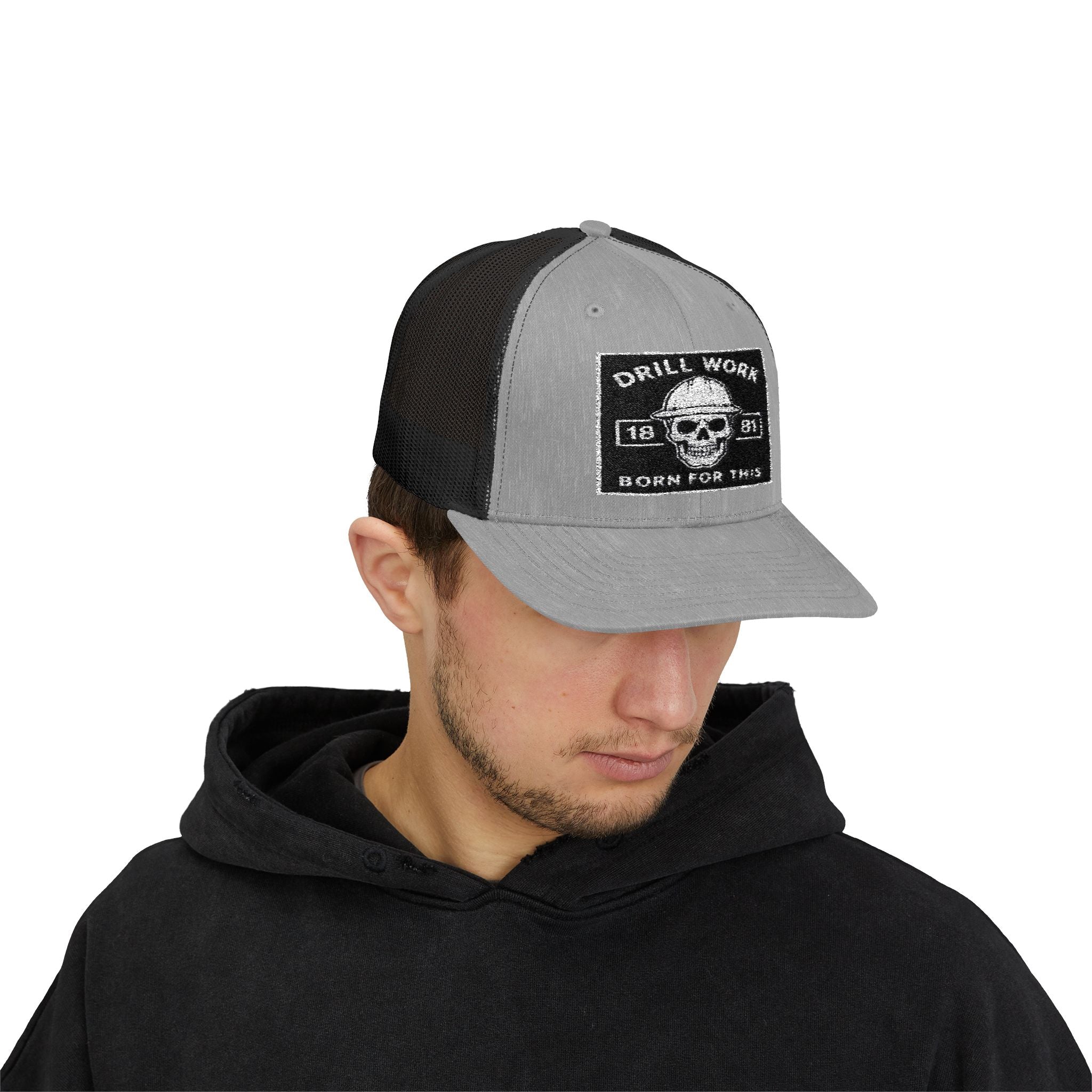 Skull Drill Work Snapback Trucker Cap