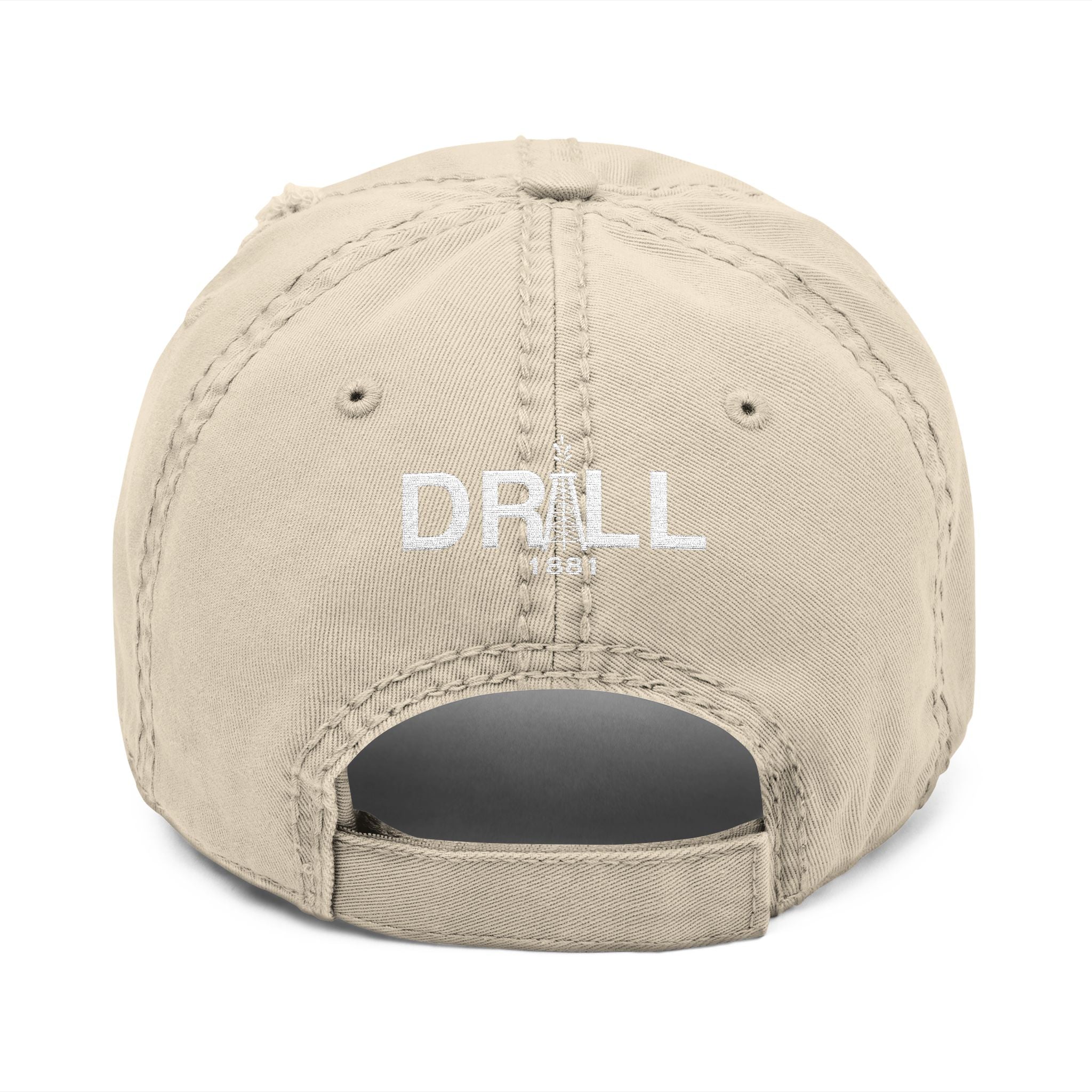 Texas Star White - Distressed Hat with 'DRILL' Embroidery