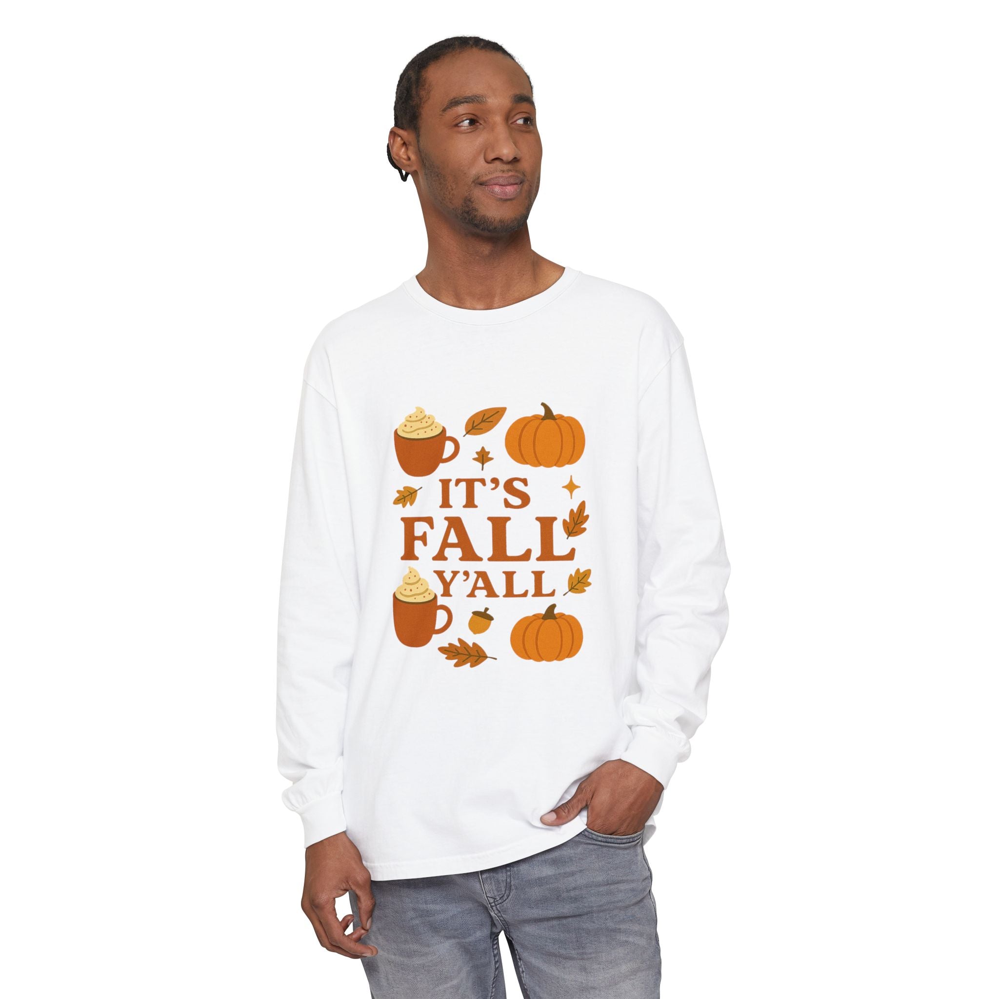 Fall-Themed Long Sleeve T-Shirt, Autumn Apparel, Unisex, Perfect for Pumpkin Spice Lovers