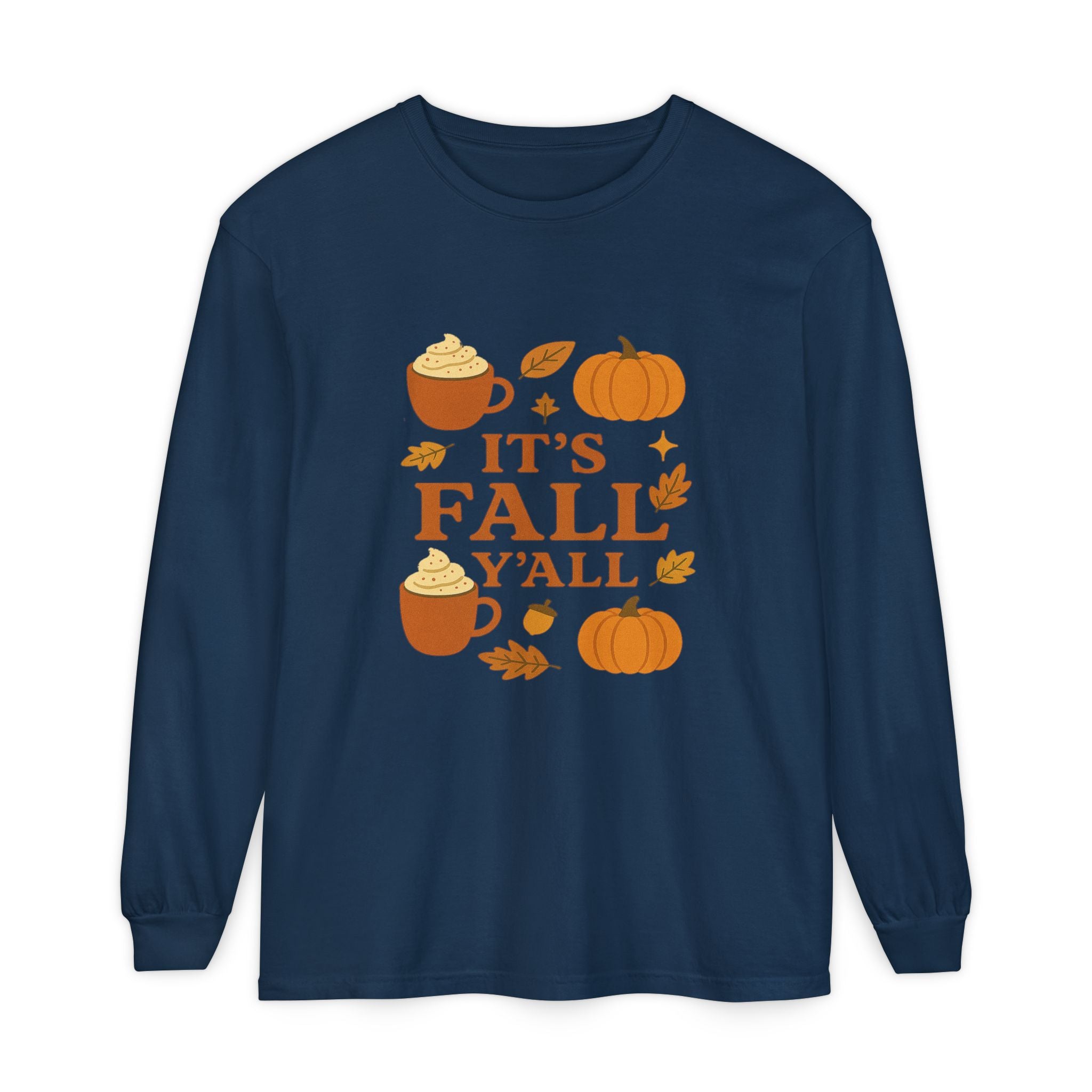 Fall-Themed Long Sleeve T-Shirt, Autumn Apparel, Unisex, Perfect for Pumpkin Spice Lovers
