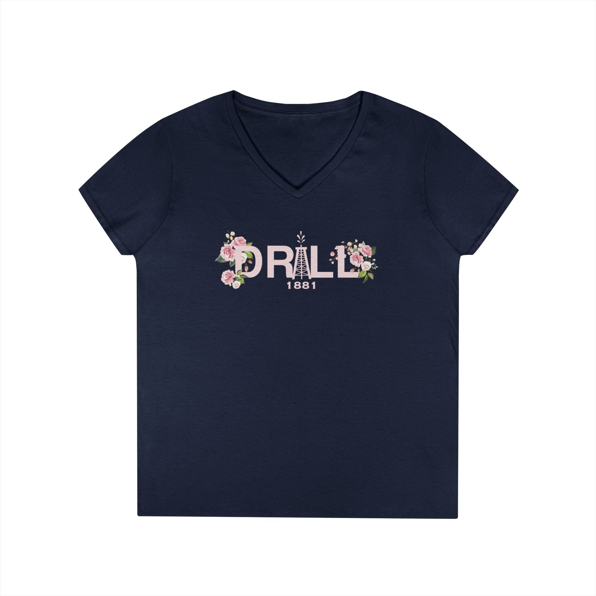 Drill Floral V-Neck T-Shirt for Women