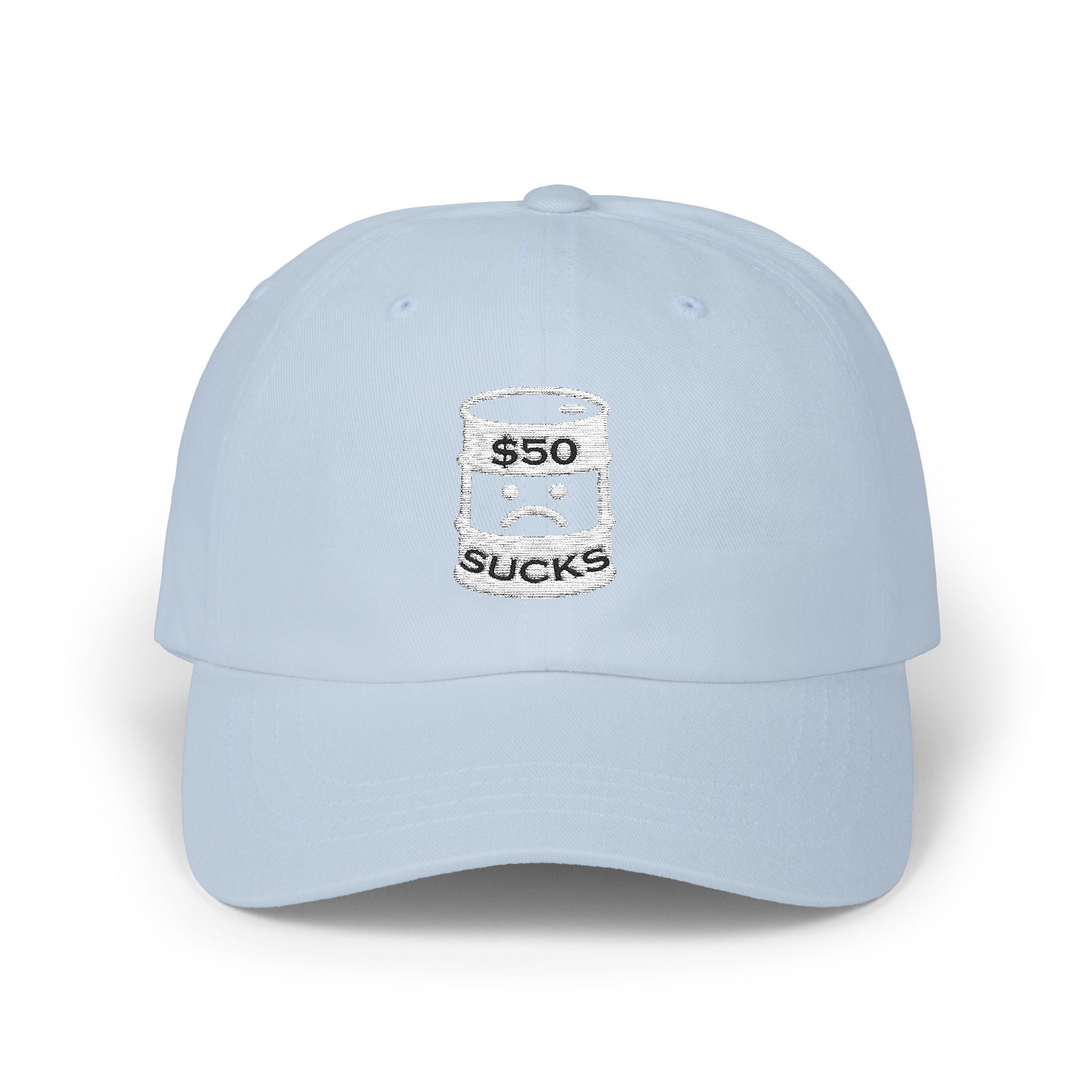 $50 Oil Classic Dad Cap - Vintage Style Adjustable White Hat