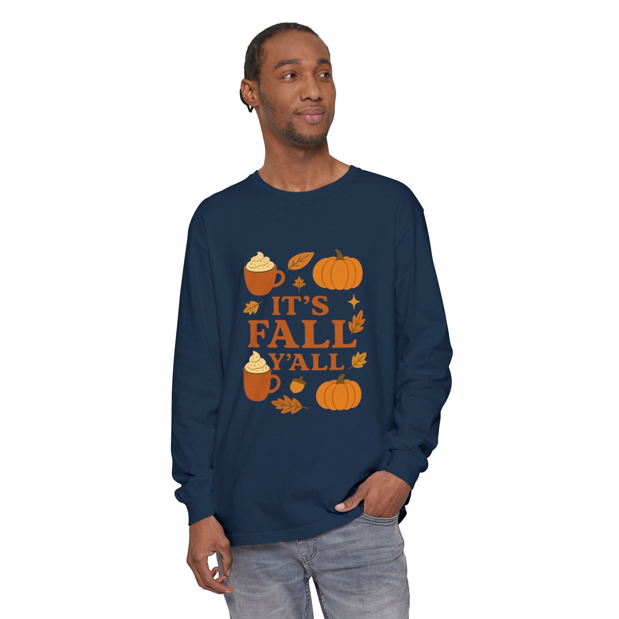 Fall-Themed Long Sleeve T-Shirt, Autumn Apparel, Unisex, Perfect for Pumpkin Spice Lovers