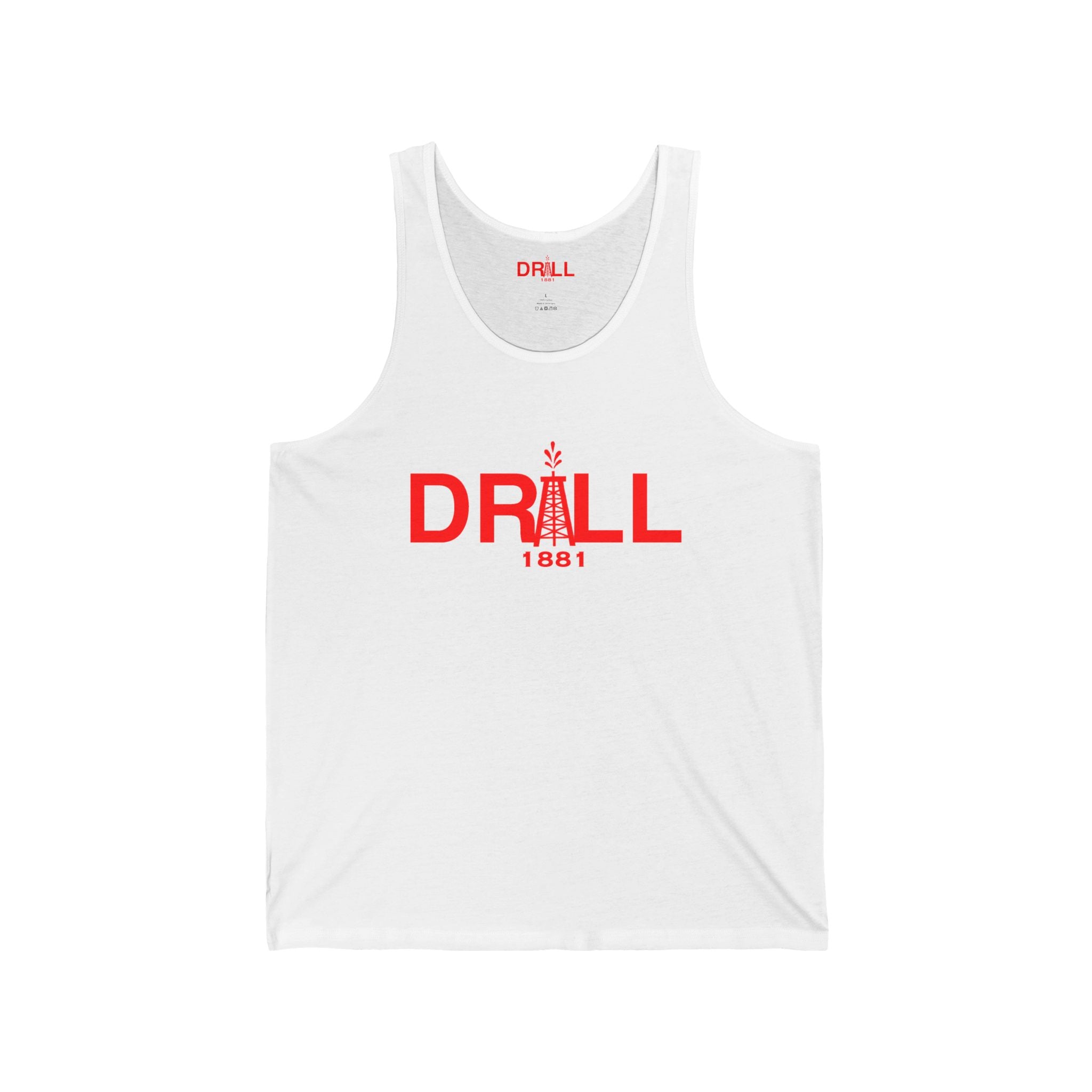 Drill 1881 Unisex Jersey Tank - Red Logo