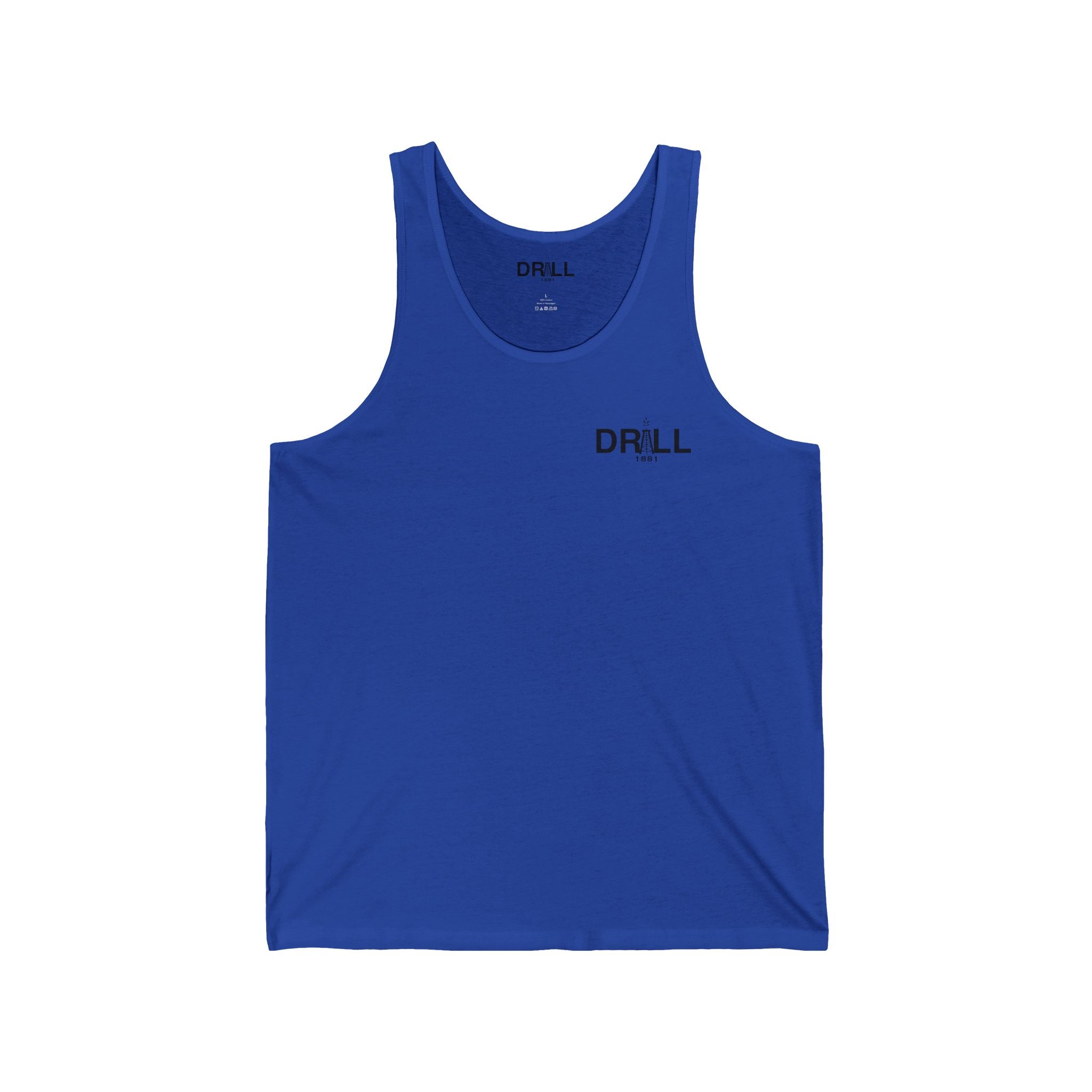 Drill 1881 Unisex Jersey Tank - Small Black Logo