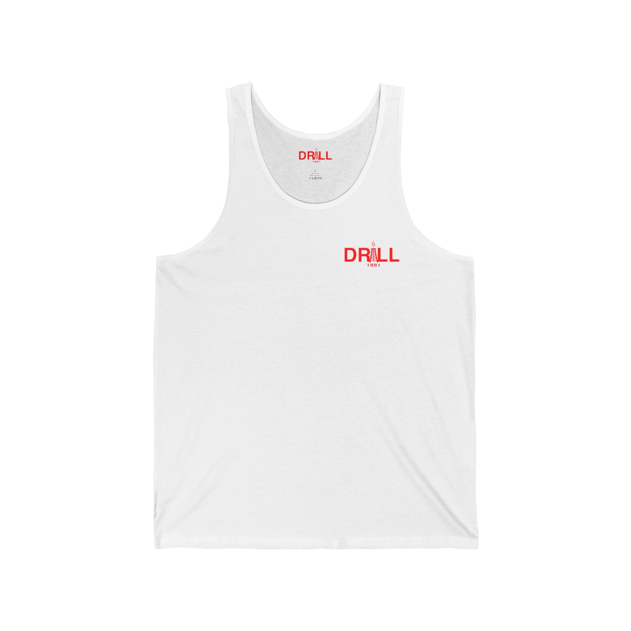 Drill 1881 Unisex Jersey Tank - Small Red Logo