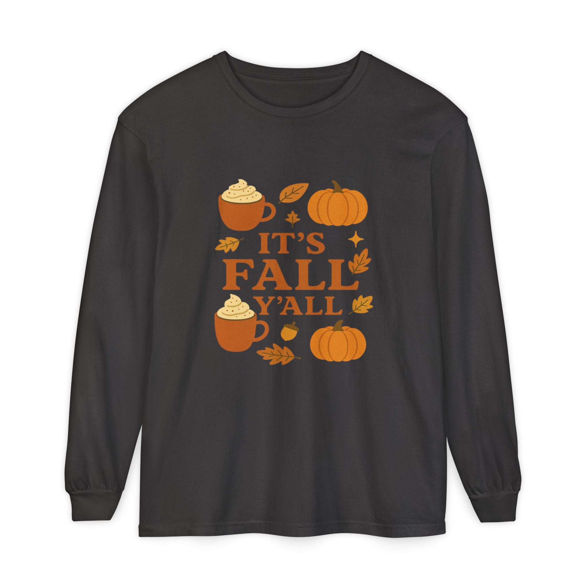 Fall-Themed Long Sleeve T-Shirt, Autumn Apparel, Unisex, Perfect for Pumpkin Spice Lovers