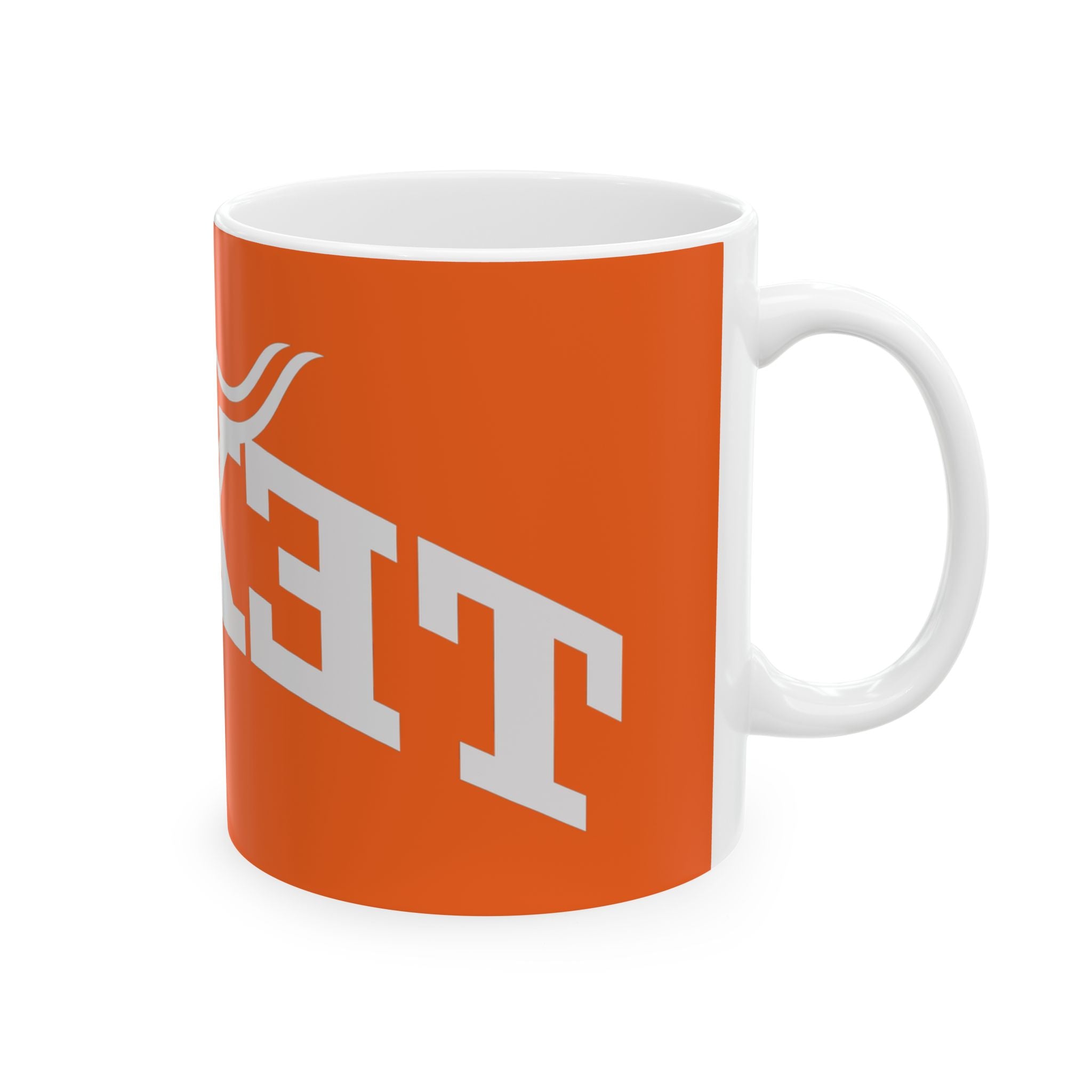 Orange Texas Longhorn Ceramics Mug, Custom Coffee Cup, Gift for Texas Fans, Sports Fan Mug, Unique Kitchen Decor