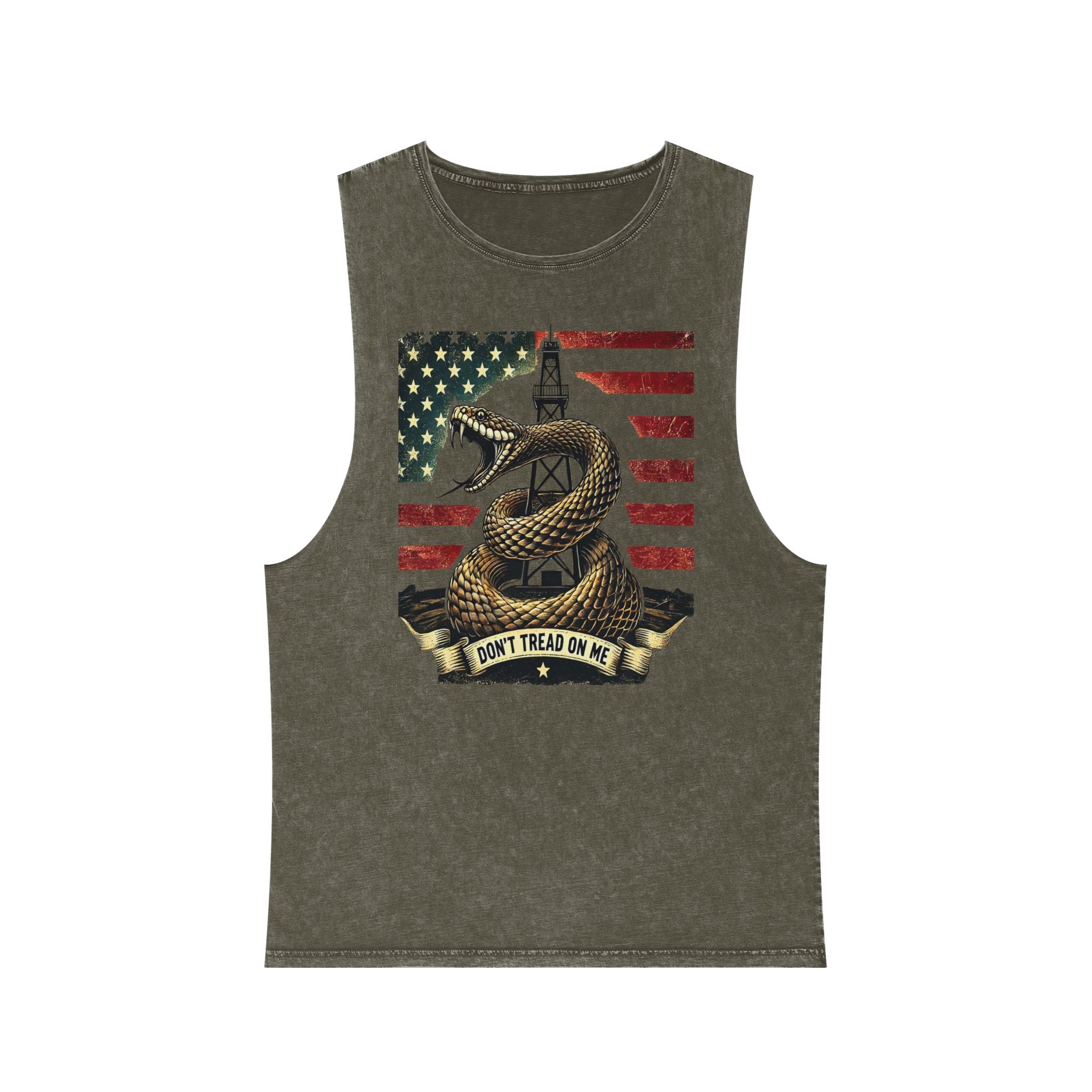Don't Tread on Me Stonewash Tank Top - Patriotic Unisex Apparel