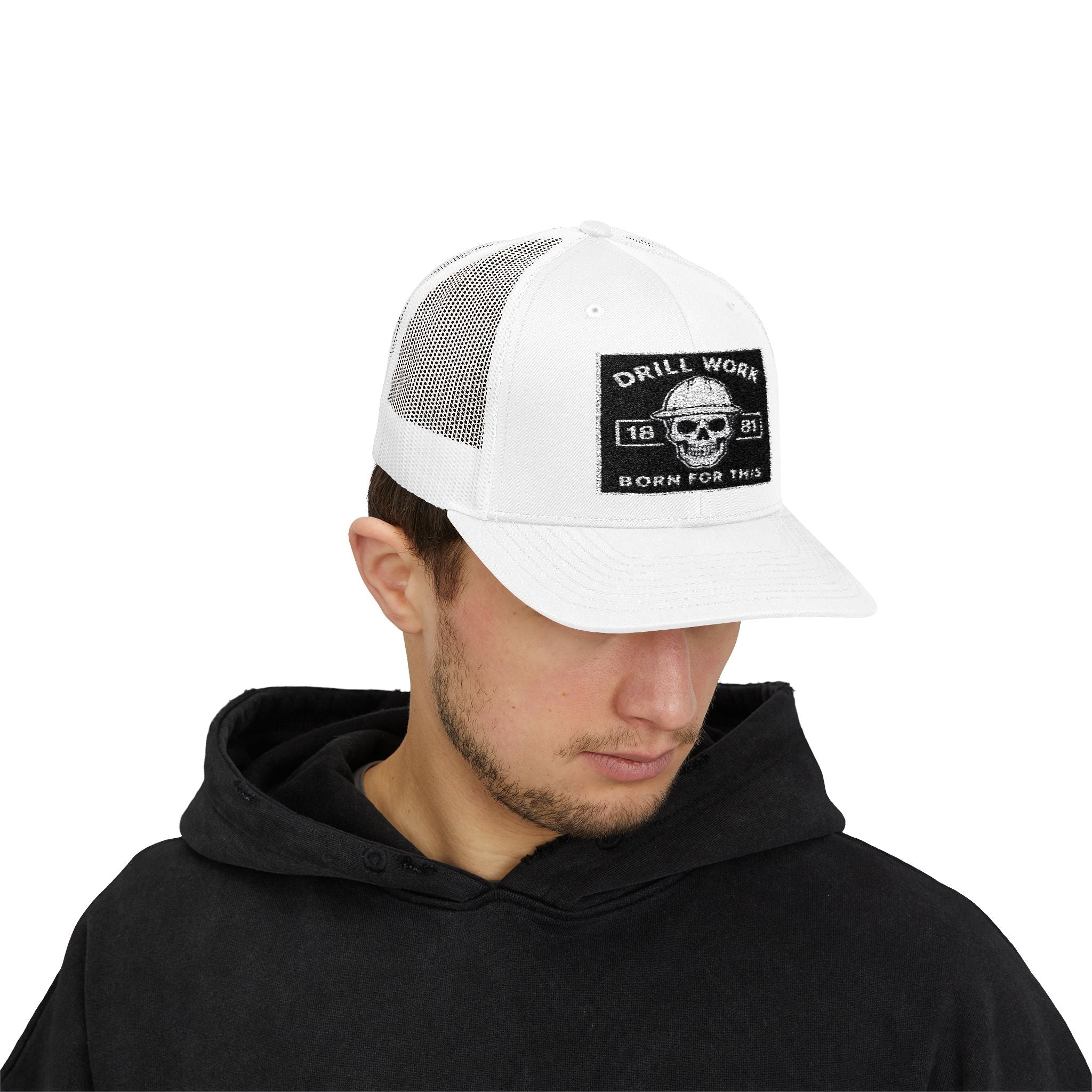 Skull Drill Work Snapback Trucker Cap