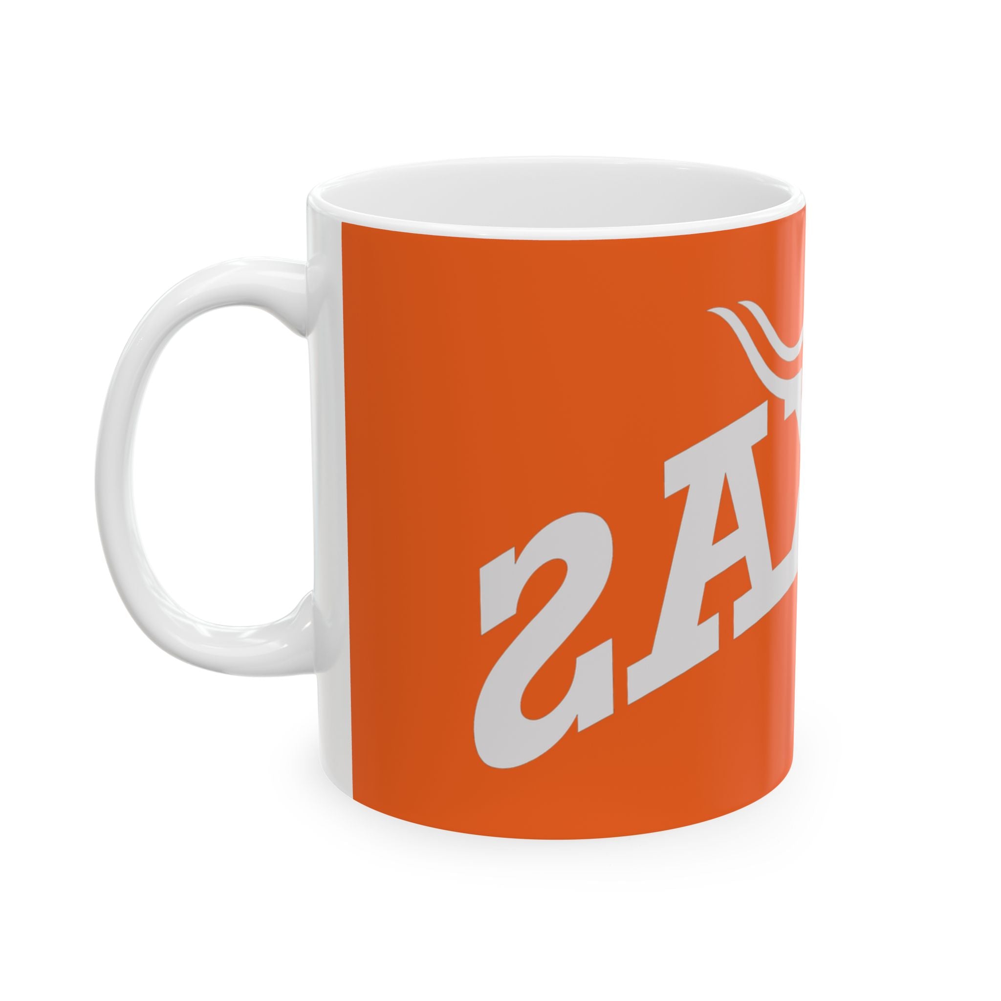 Orange Texas Longhorn Ceramics Mug, Custom Coffee Cup, Gift for Texas Fans, Sports Fan Mug, Unique Kitchen Decor