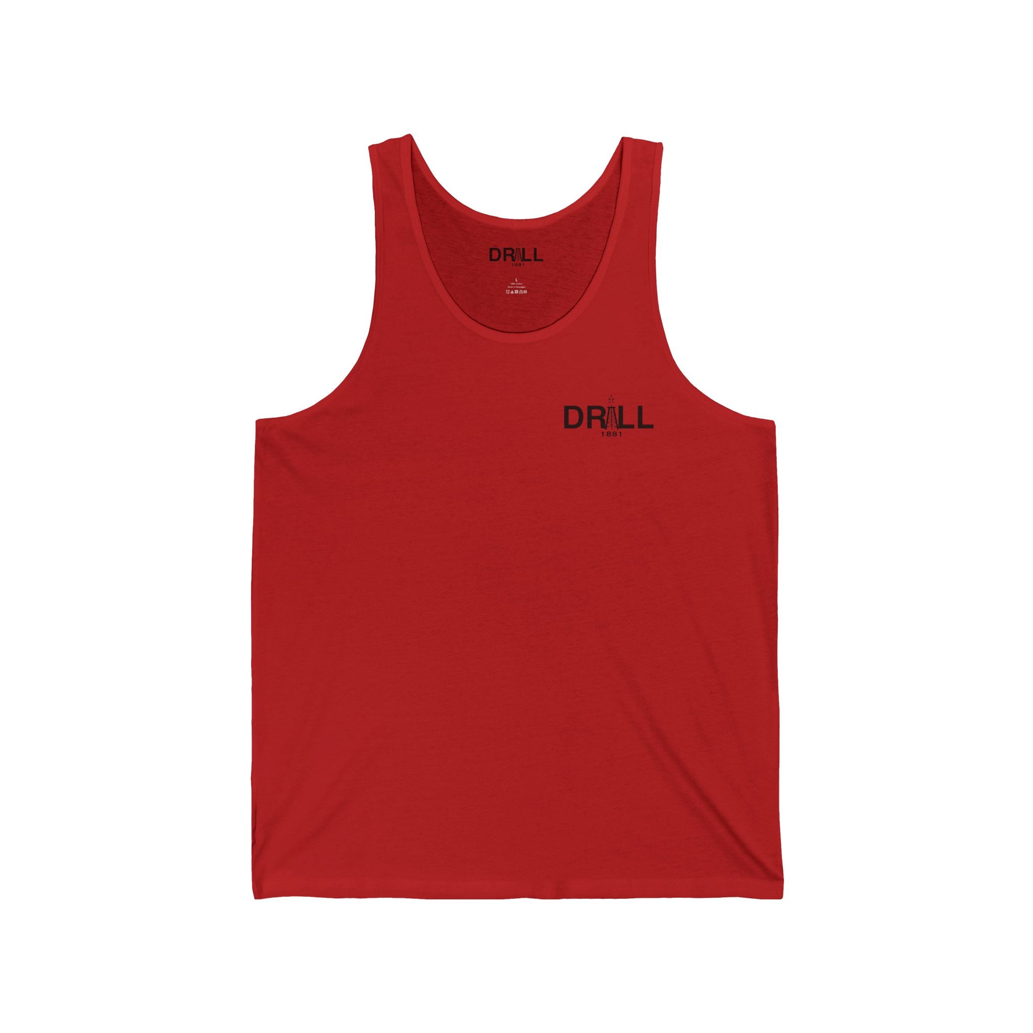 Drill 1881 Unisex Jersey Tank - Small Black Logo