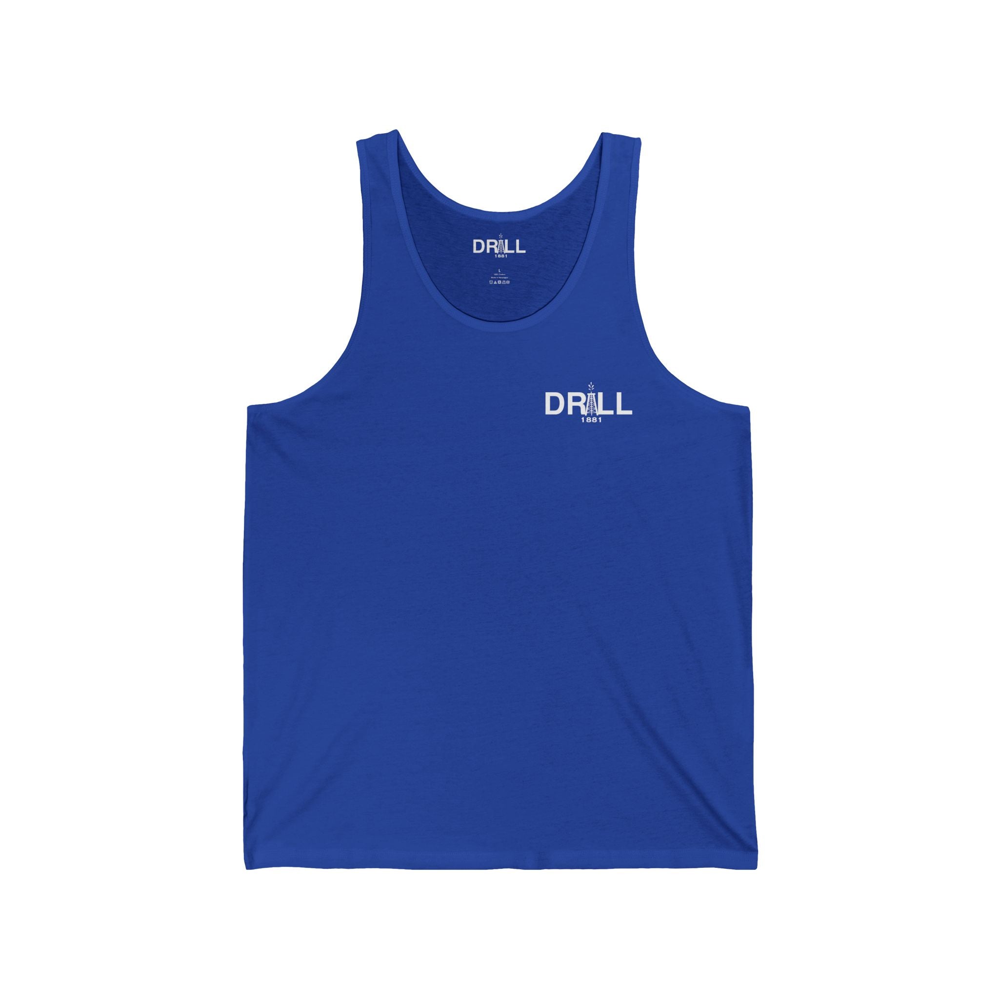 Drill 1881 Unisex Jersey Tank - Small White Logo