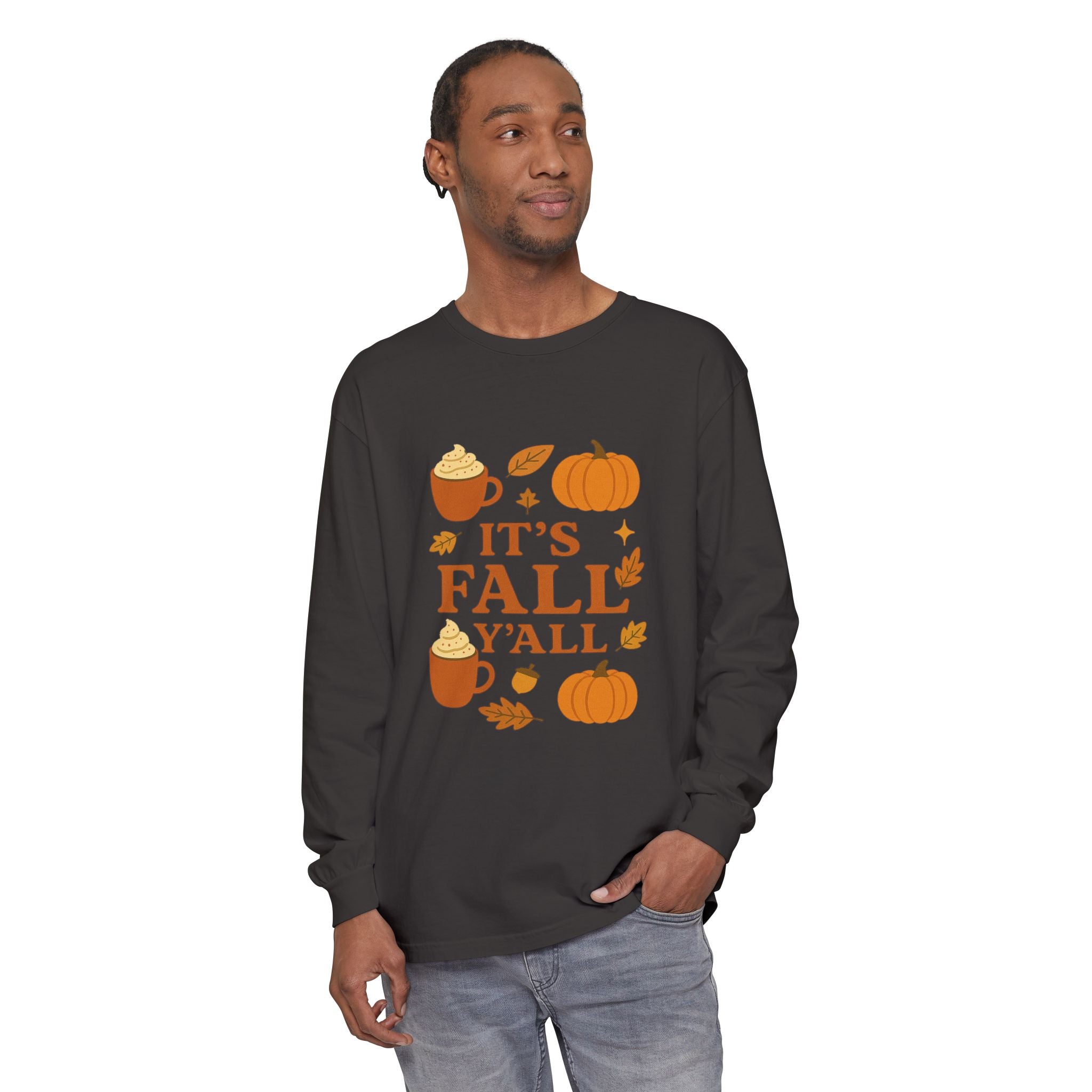 Fall-Themed Long Sleeve T-Shirt, Autumn Apparel, Unisex, Perfect for Pumpkin Spice Lovers
