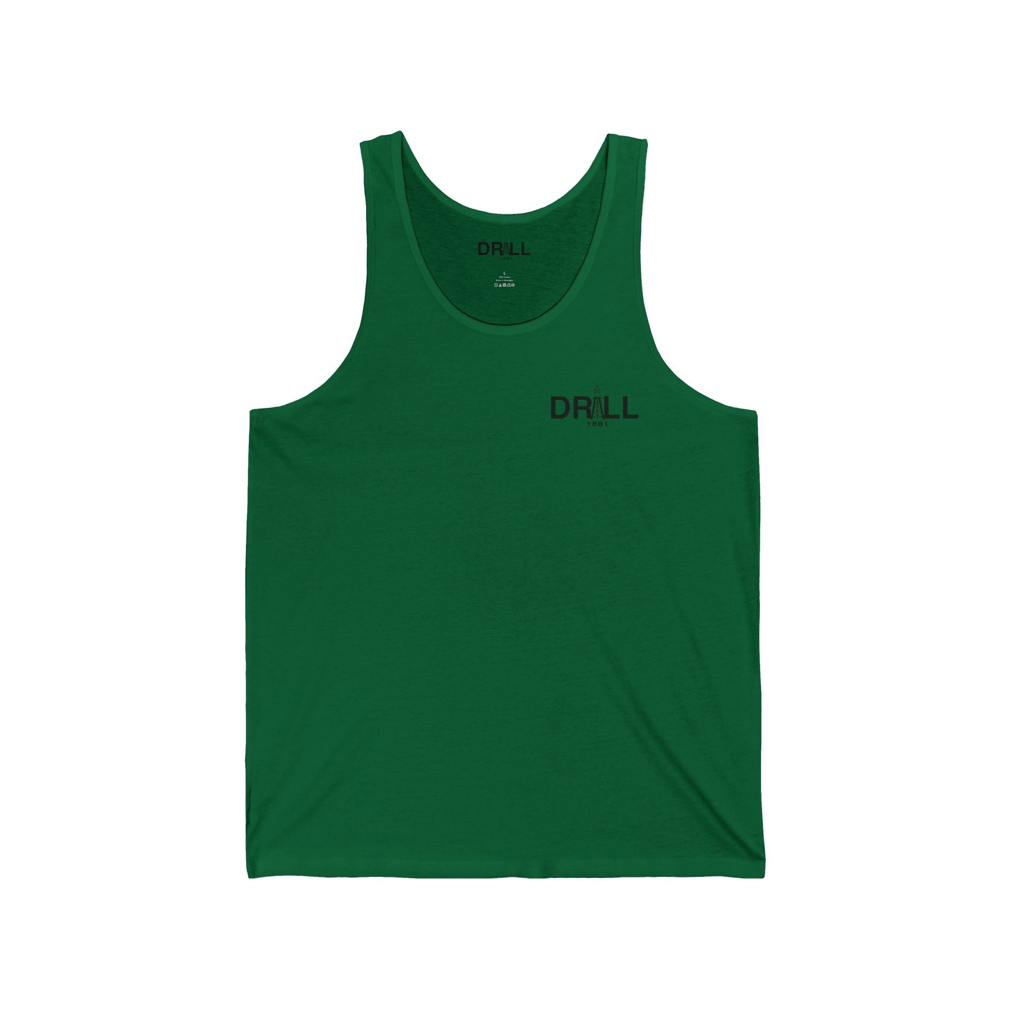 Drill 1881 Unisex Jersey Tank - Small Black Logo
