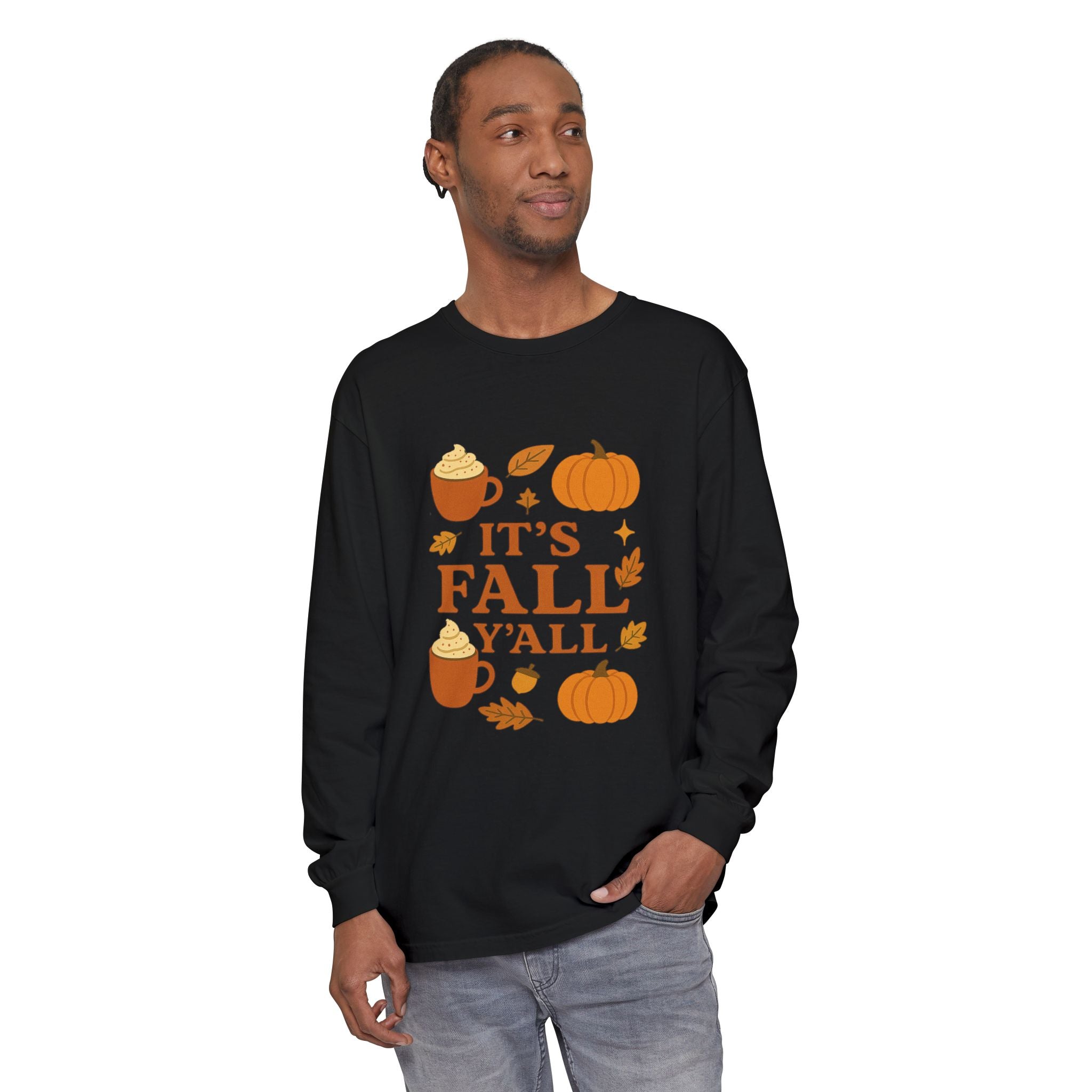 Fall-Themed Long Sleeve T-Shirt, Autumn Apparel, Unisex, Perfect for Pumpkin Spice Lovers