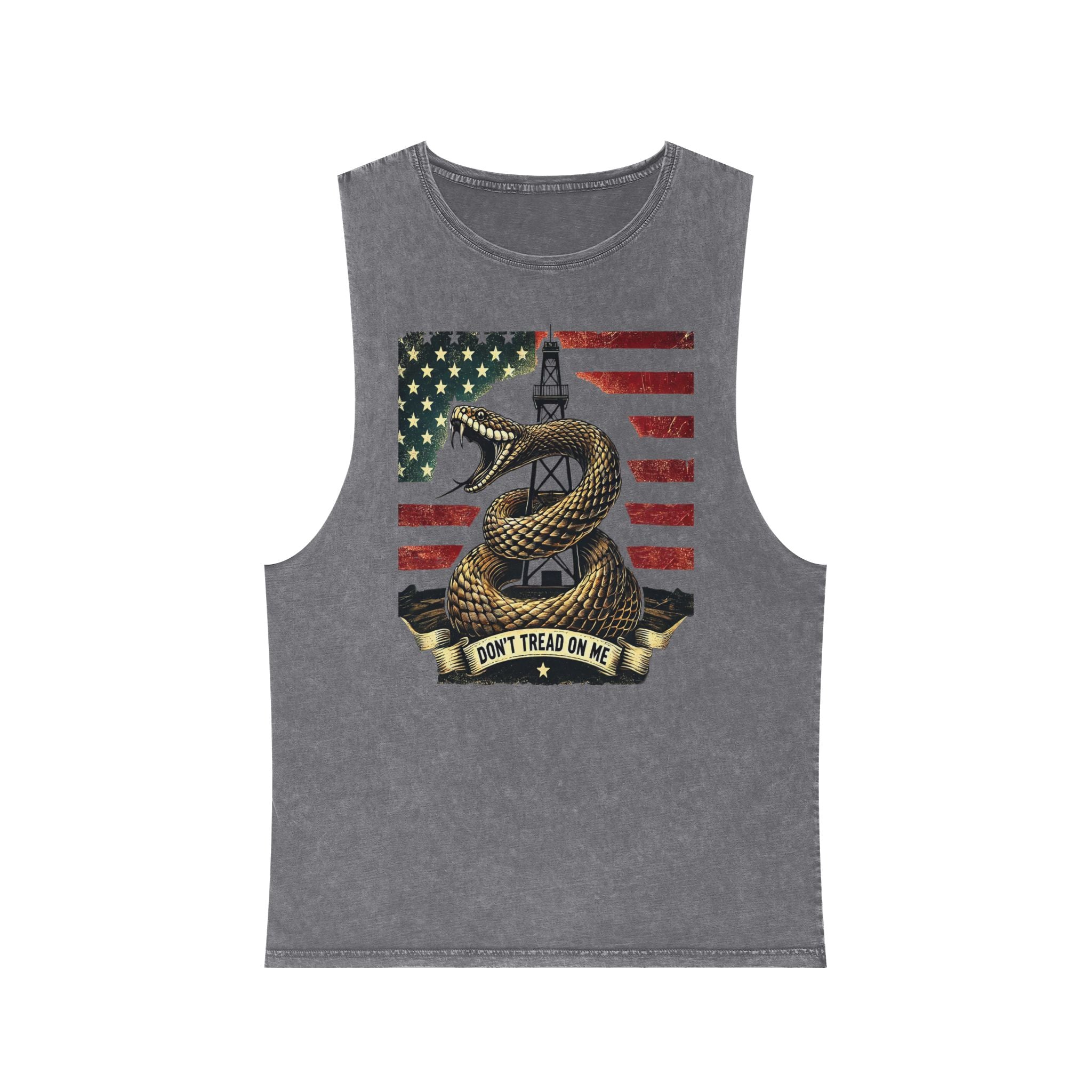 Don't Tread on Me Stonewash Tank Top - Patriotic Unisex Apparel