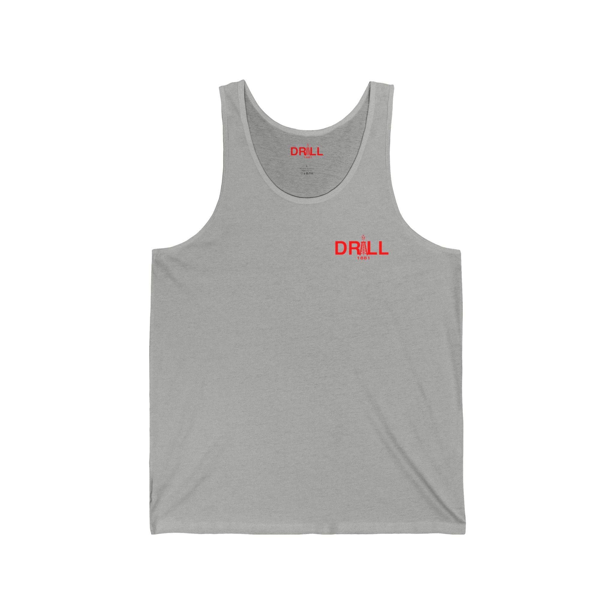 Drill 1881 Unisex Jersey Tank - Small Red Logo