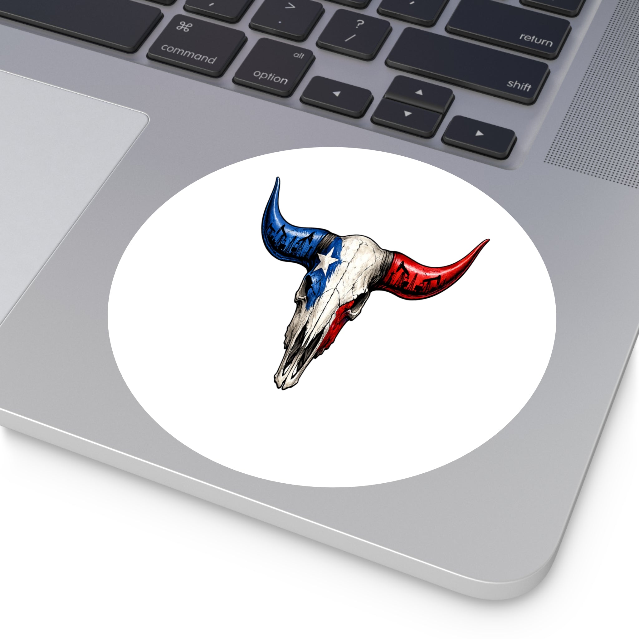 Texas Longhorn Round Sticker — Oilfield Hard Hat or Truck Decal