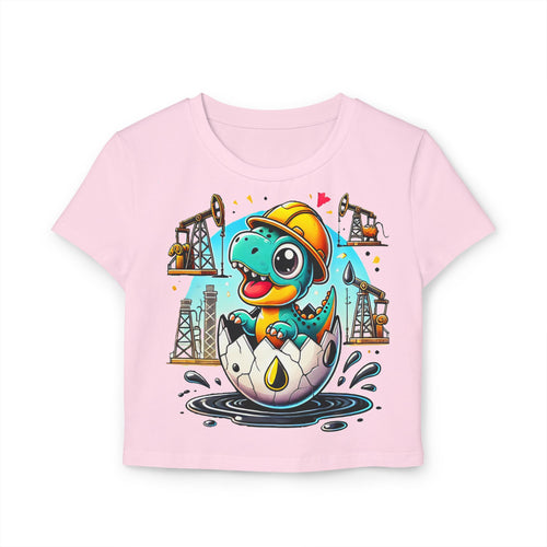 Hatch Crop Baby Tee - Fun Graphic T-Shirt for Dino Lovers
