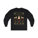 Cozy Christmas Long Sleeve Tee - Holiday Sweater Type Design, Unisex Gift, Winter Apparel, Festive Party Wear