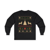 Cozy Christmas Long Sleeve Tee - Holiday Sweater Type Design, Unisex Gift, Winter Apparel, Festive Party Wear