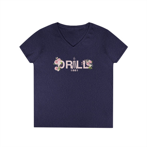Drill Floral V-Neck T-Shirt for Women
