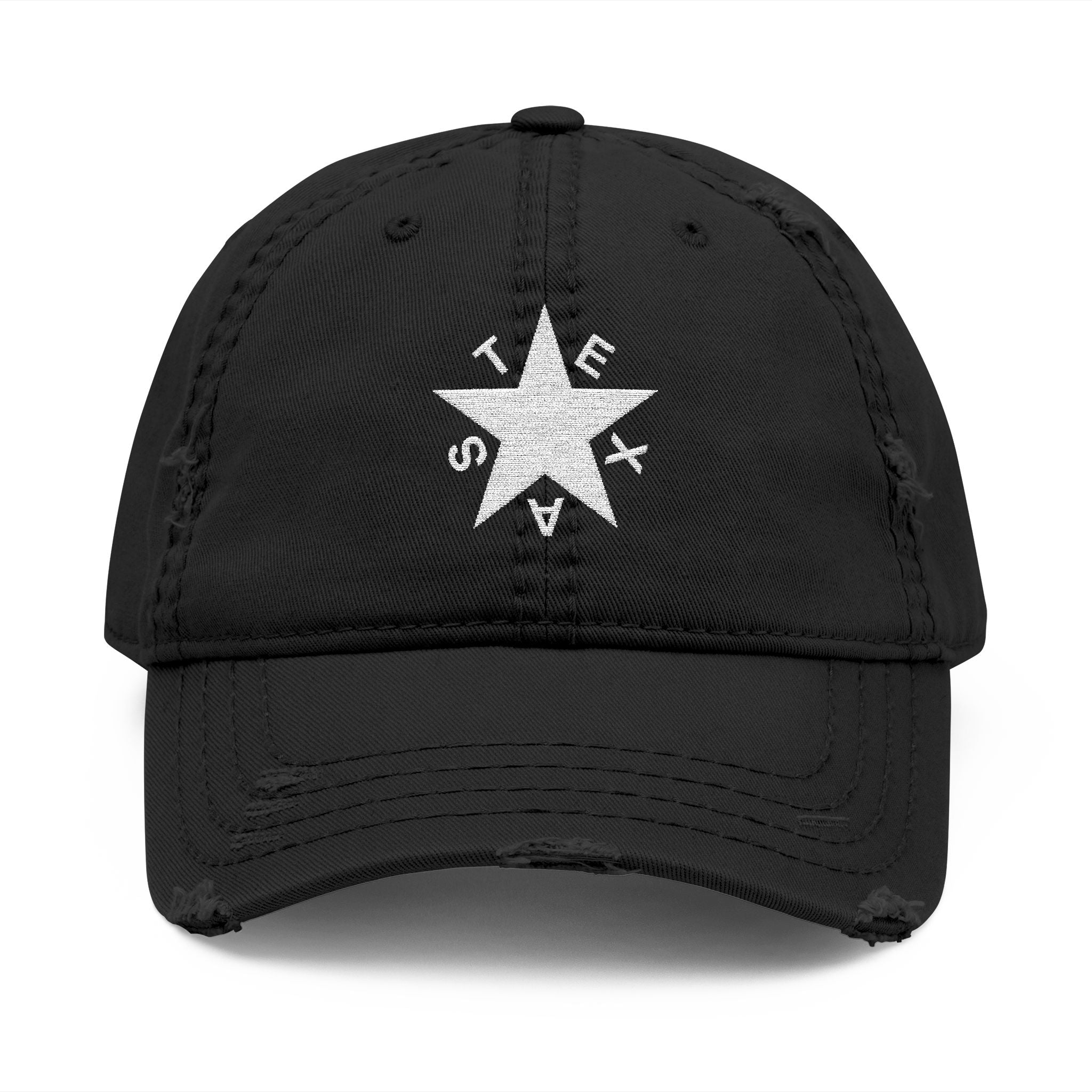 Texas Star White -  Distressed Hat with 'DRILL' Embroidery