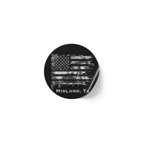 Old Glory Midland - Round Sticker Label Rolls