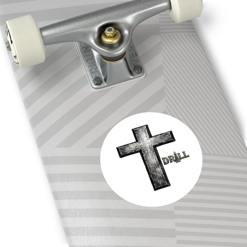 Stone Cross Round Sticker — Oilfield Hard Hat or Truck Decal