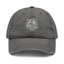 Distressed Dad Hat with 'DRILL Shield' Embroidery - Casual Style