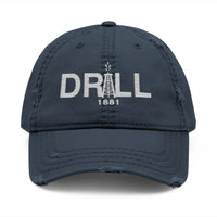Distressed Dad Hat with 'WHITE DRILL' Embroidery - Casual Style