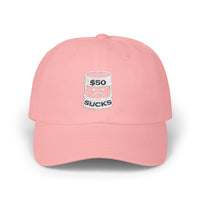 $50 Oil Classic Dad Cap - Vintage Style Adjustable White Hat