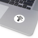 Stone Cross Round Sticker — Oilfield Hard Hat or Truck Decal
