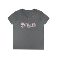 Drill Floral V-Neck T-Shirt for Women