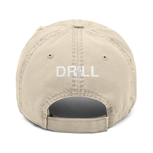 Texas Star White -  Distressed Hat with 'DRILL' Embroidery