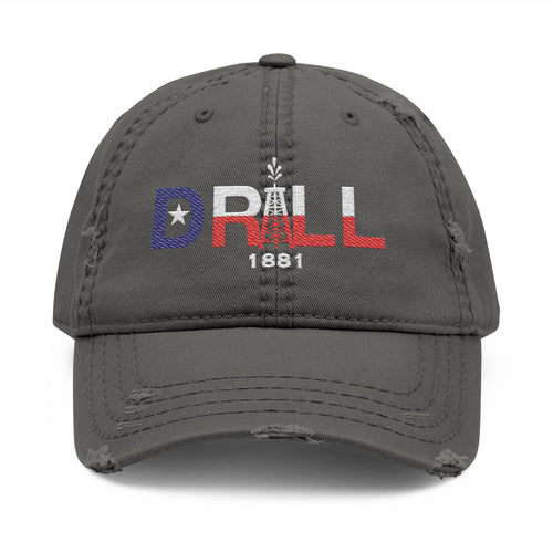 Drill Texas Distressed Hat with 'DRILL' Embroidery