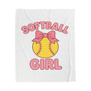 Softball Girl Velveteen Plush Blanket
