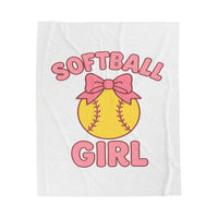 Softball Girl Velveteen Plush Blanket