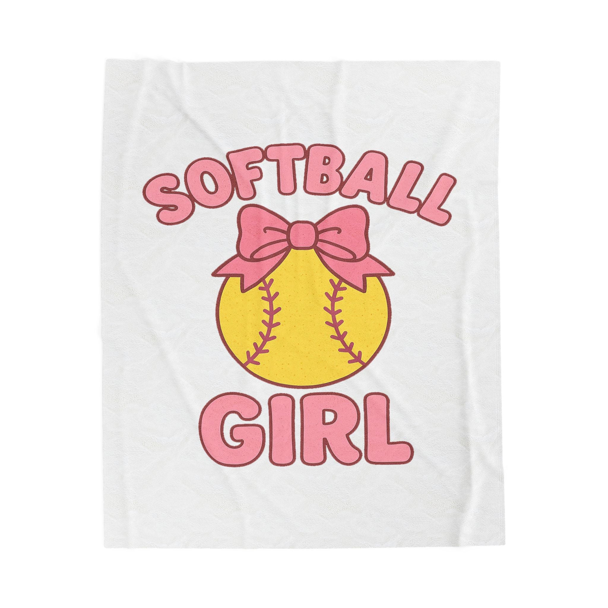 Softball Girl Velveteen Plush Blanket