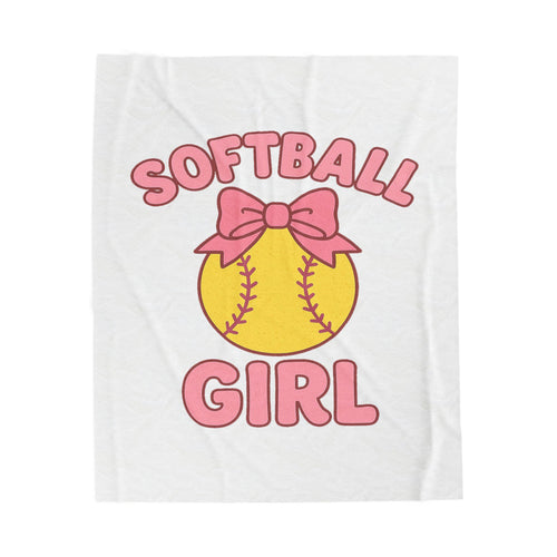 Softball Girl Velveteen Plush Blanket