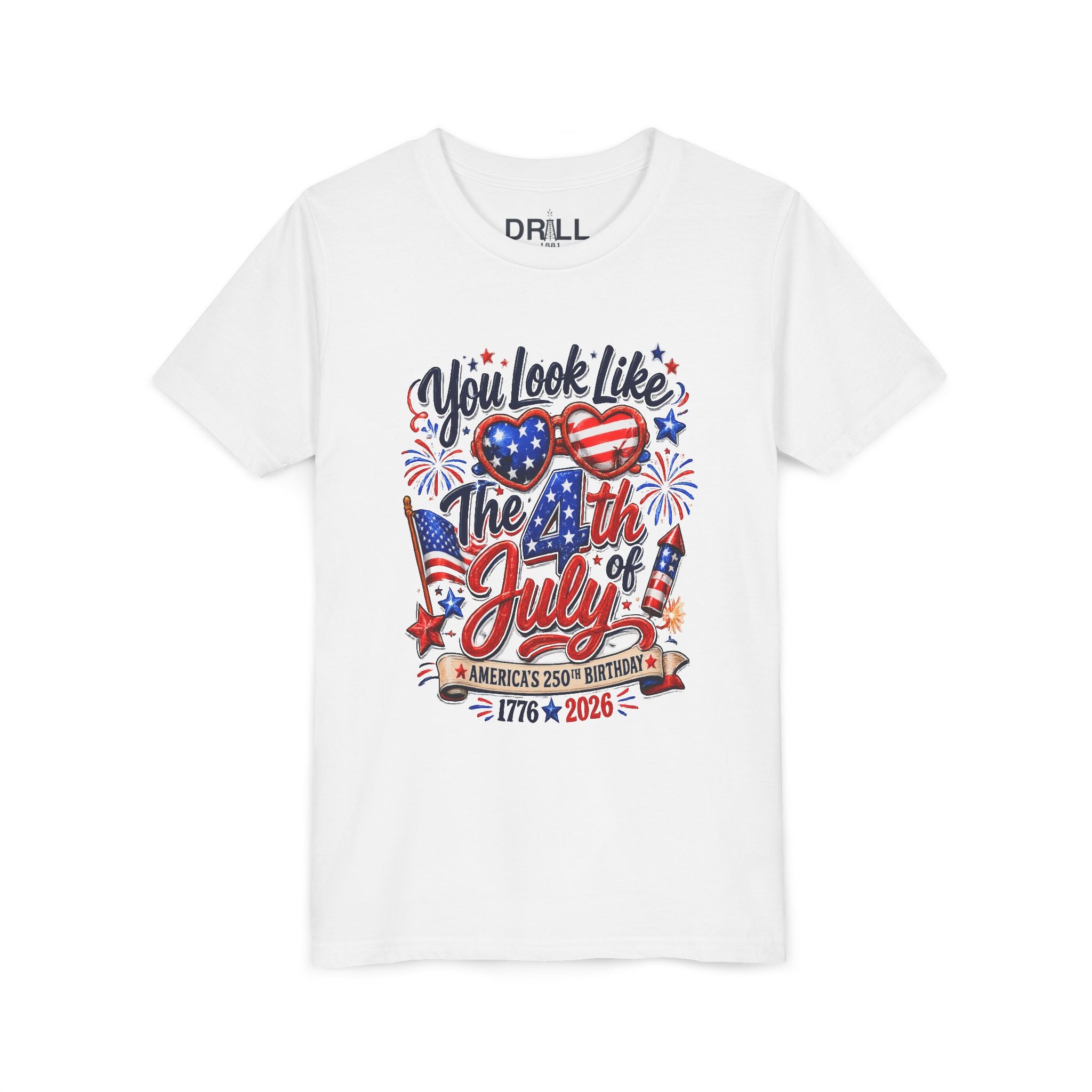 You Look Like the 4th of July Youth  Kids Tee – United States 1776–2026 Patriotic Design