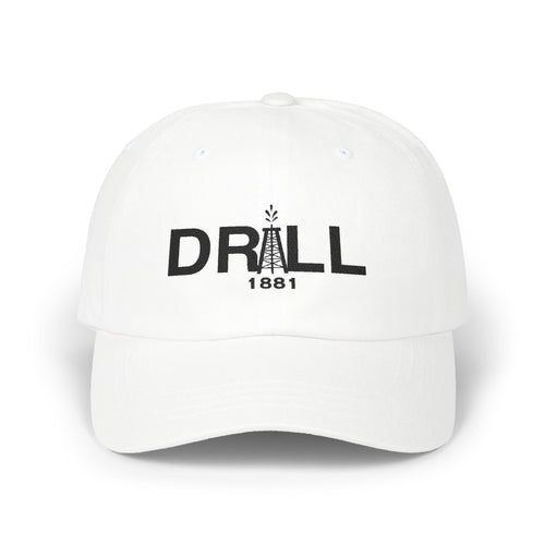 Drill 1881 Classic Dad Cap - Vintage Style Adjustable White Hat